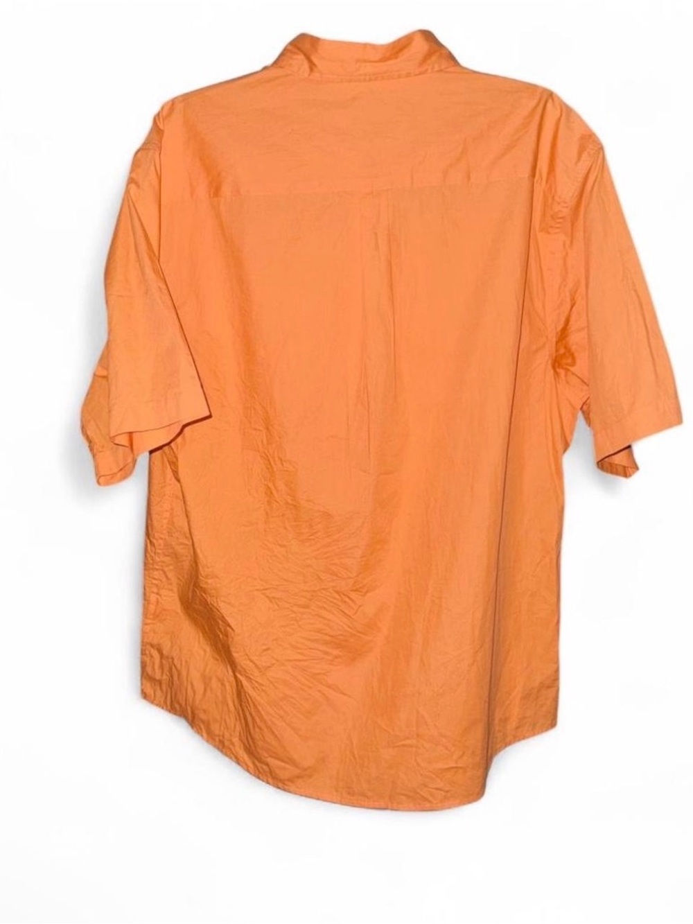 Basic Editions Mens L Large Shirt Orange Cotton Short Sleeve Button Down Pocket - Picture 5 of 8